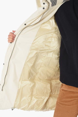 removable hood PRESQUE down jacket with hidden closure
