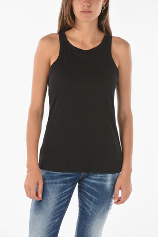 Tank Top a tinta unita a costine