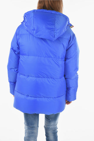 Floral Ptterned Reversible Down Jacket with Removable Belt