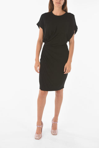 Side Slit Midi Dress with Drapery Detail