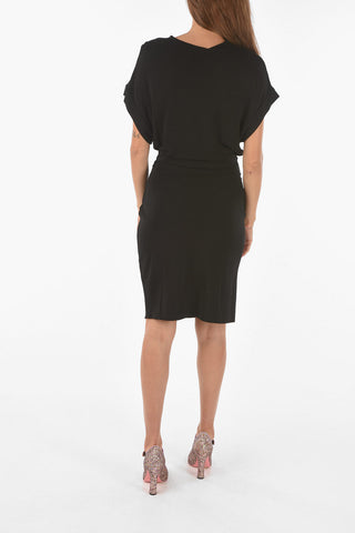 Side Slit Midi Dress with Drapery Detail