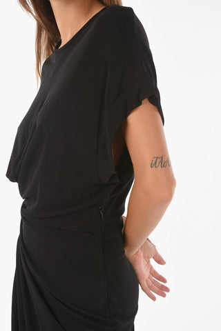 Side Slit Midi Dress with Drapery Detail
