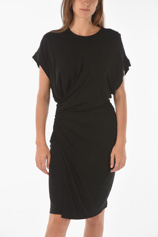 Side Slit Midi Dress with Drapery Detail