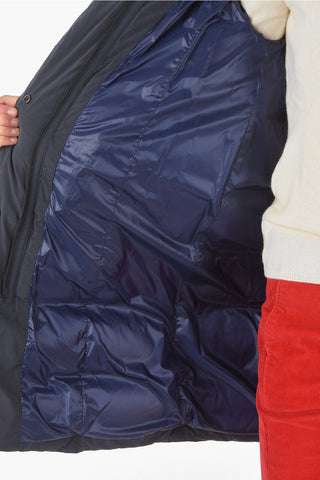 Hidden Closure 2 Pockets PUFFY COCOON Down Jacket with Hood