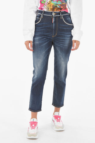 High Waist Cropped TWIGGY Jeans with beaded Trimmings