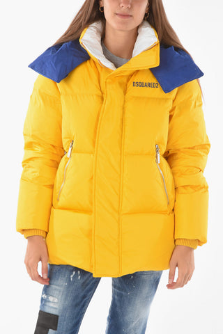 Two-Tone 2 Pockets Down Jacket with Hood