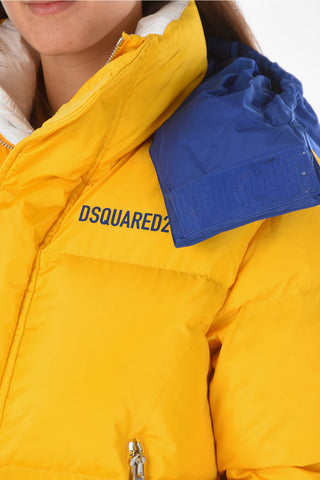 Two-Tone 2 Pockets Down Jacket with Hood