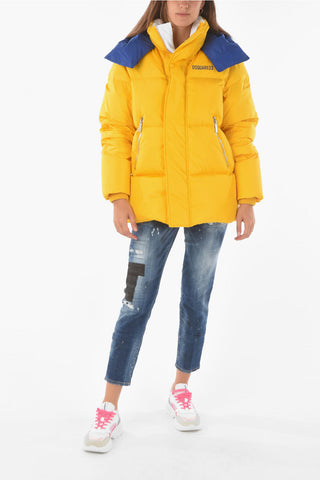 Two-Tone 2 Pockets Down Jacket with Hood