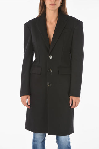 3-button chesterfield coat with Floral-Patterned Inner