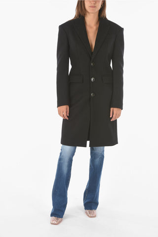 3-button chesterfield coat with Floral-Patterned Inner