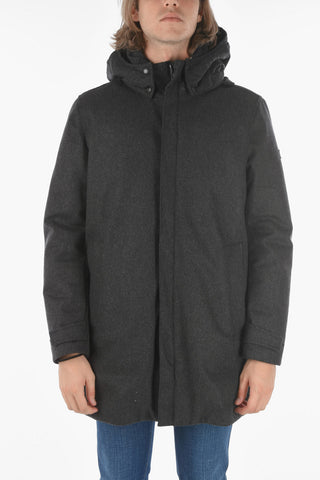 Hidden Closure TECH Down Jacket with Removable Hood