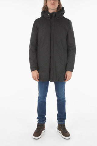 Hidden Closure TECH Down Jacket with Removable Hood