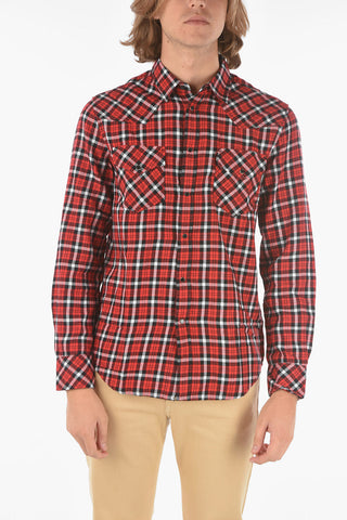 tartan S-EAST-LONG-CHK-B shirt with breast pockets