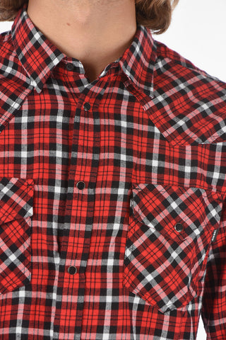 tartan S-EAST-LONG-CHK-B shirt with breast pockets