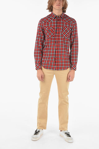 tartan S-EAST-LONG-CHK-B shirt with breast pockets