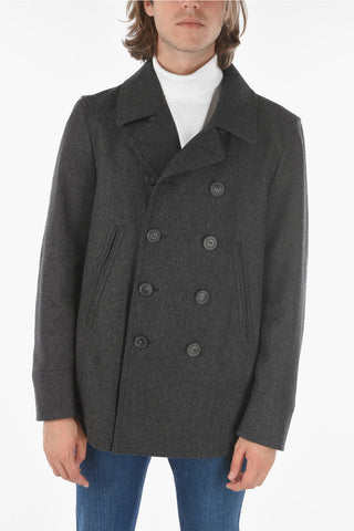 Cappotto Balmacaan Doppiopetto MELTON a 2 Tasche In Lana