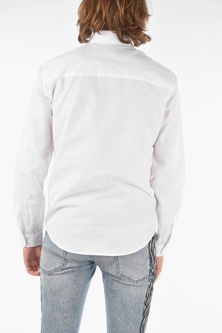 rhinestone embellished logo solid color shirt