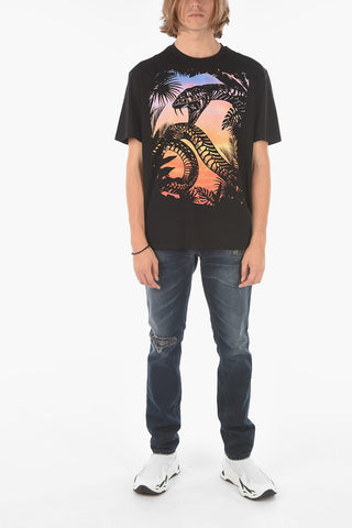 Shaded Maxi Printed Crew-Neck T-shirt
