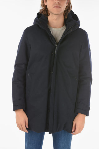 Hidden Closure TECH Down Jacket with Removable Hood