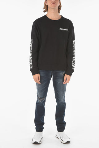 Animal Printed Details Crew-Neck Sweatshirt