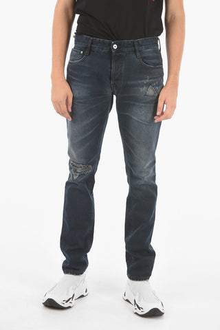 17,5cm Regular Fit Jeans with Leather Applications