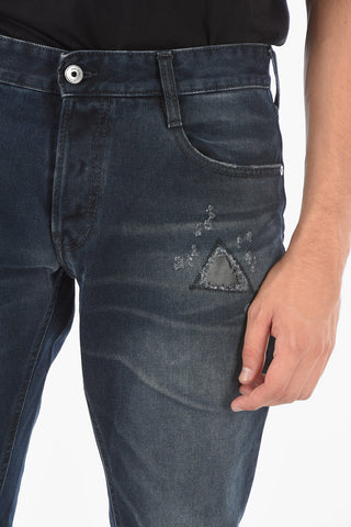 17,5cm Regular Fit Jeans with Leather Applications
