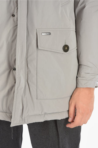 hidden closure down jacket with removable hood
