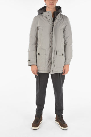 hidden closure down jacket with removable hood
