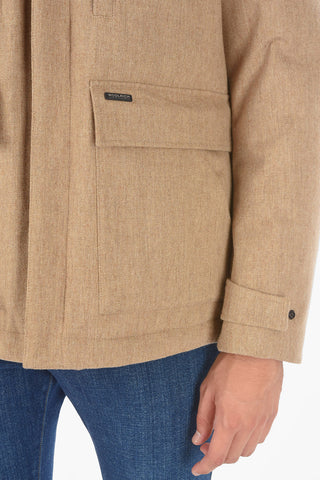 Solid Color Wool Blend TECH MOUNTAIN Down Jacket