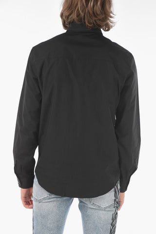 rhinestone embellished logo solid color shirt