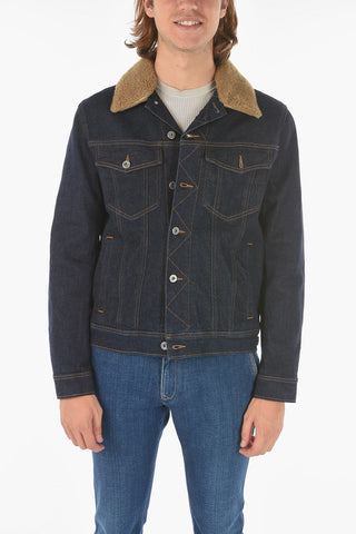 Denim Jacket with Shearling Detail