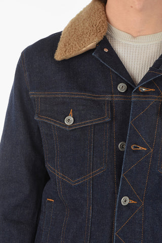 Denim Jacket with Shearling Detail