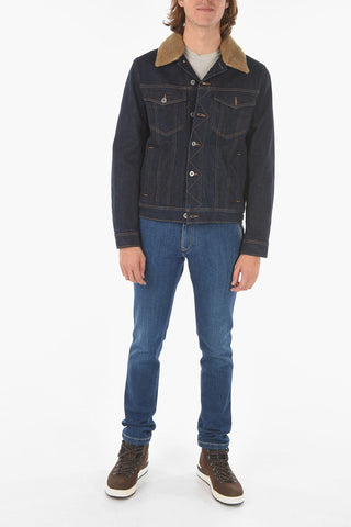 Denim Jacket with Shearling Detail