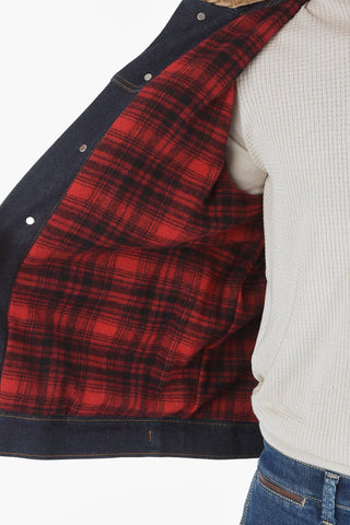 Denim Jacket with Shearling Detail