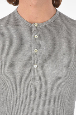 T-shirt a 4 Bottoni Manica Lunga