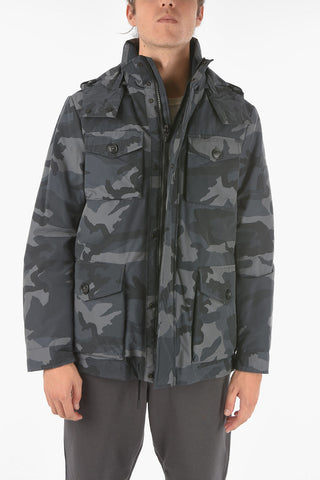 Camouflage FIELD Utility Down Jacket with Removable Hood