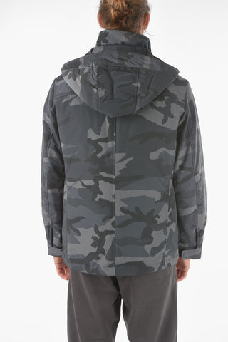 Camouflage FIELD Utility Down Jacket with Removable Hood