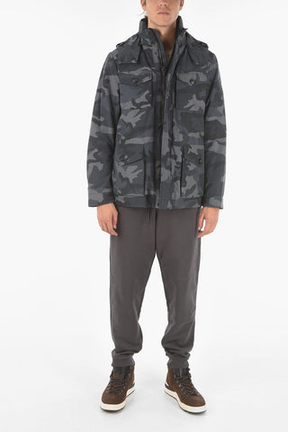 Camouflage FIELD Utility Down Jacket with Removable Hood