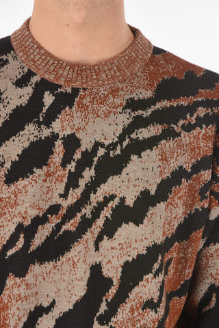 animal patterned crew-neck sweater