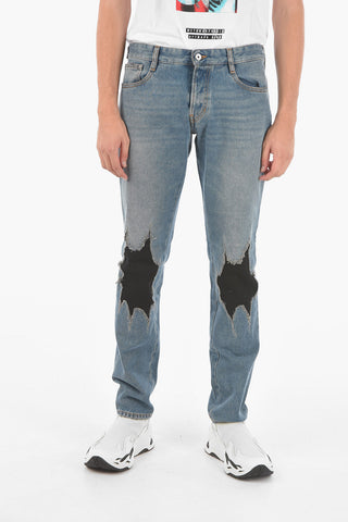 17cm Contrasting Patch Regular Fit Jeans