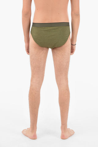 Solid Color Cotton Stretch Briefs with Logo Waist