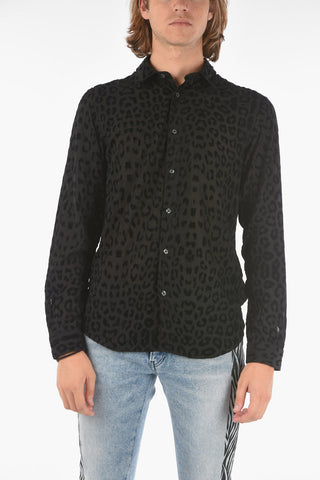 animal printed solid color shirt