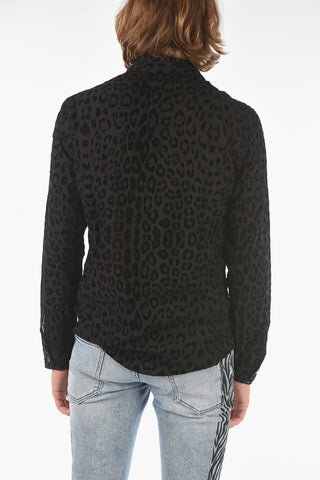 animal printed solid color shirt