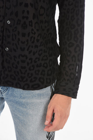animal printed solid color shirt