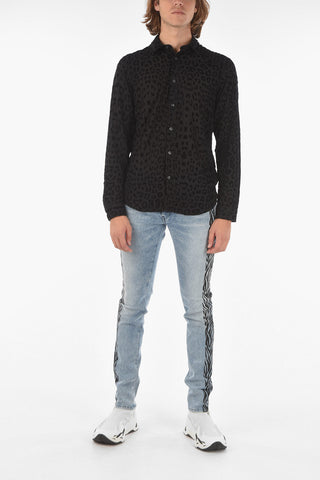animal printed solid color shirt