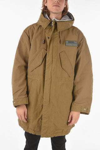 Solid Color Hidden Closure W-MILES Parka with Hood