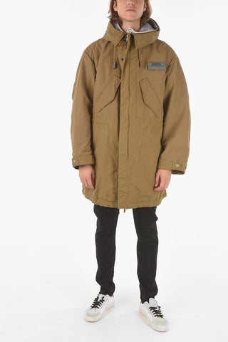 Solid Color Hidden Closure W-MILES Parka with Hood