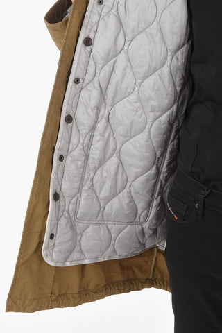 Solid Color Hidden Closure W-MILES Parka with Hood