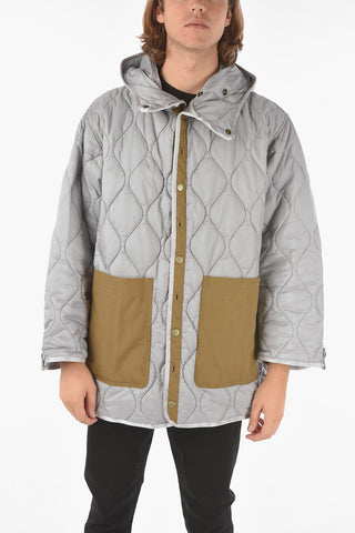 Solid Color Hidden Closure W-MILES Parka with Hood