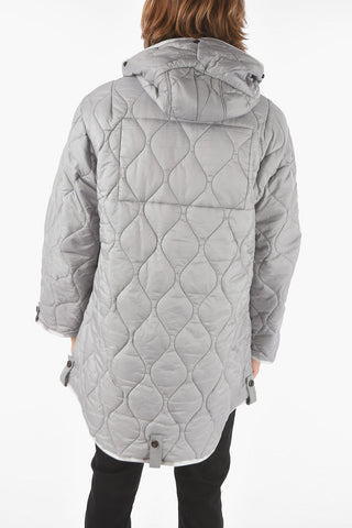 Solid Color Hidden Closure W-MILES Parka with Hood